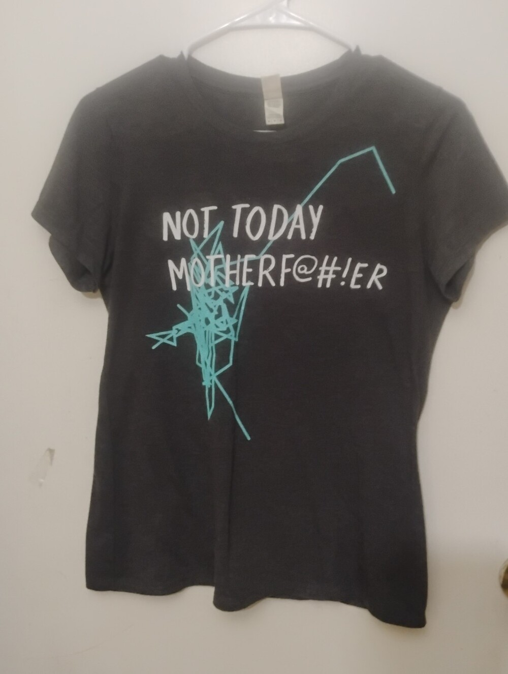 Not Today Graphic Tee — Black with Teal Design